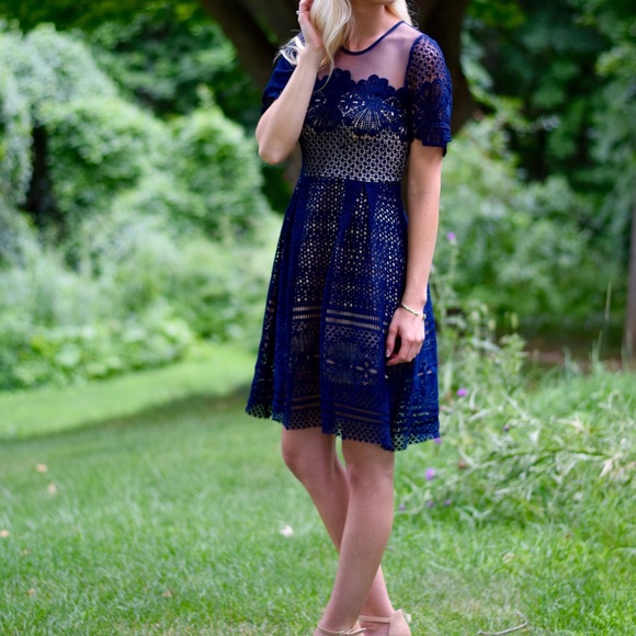 Navy Short Sleeve Dress - Picture 5 of 7